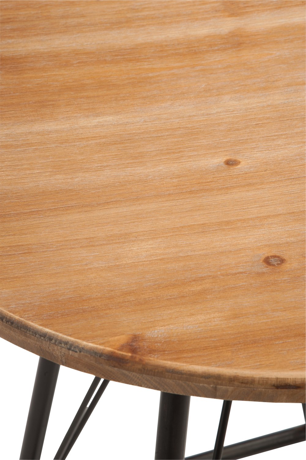 Table de bar bistro TROB en métal noir et bois naturel.